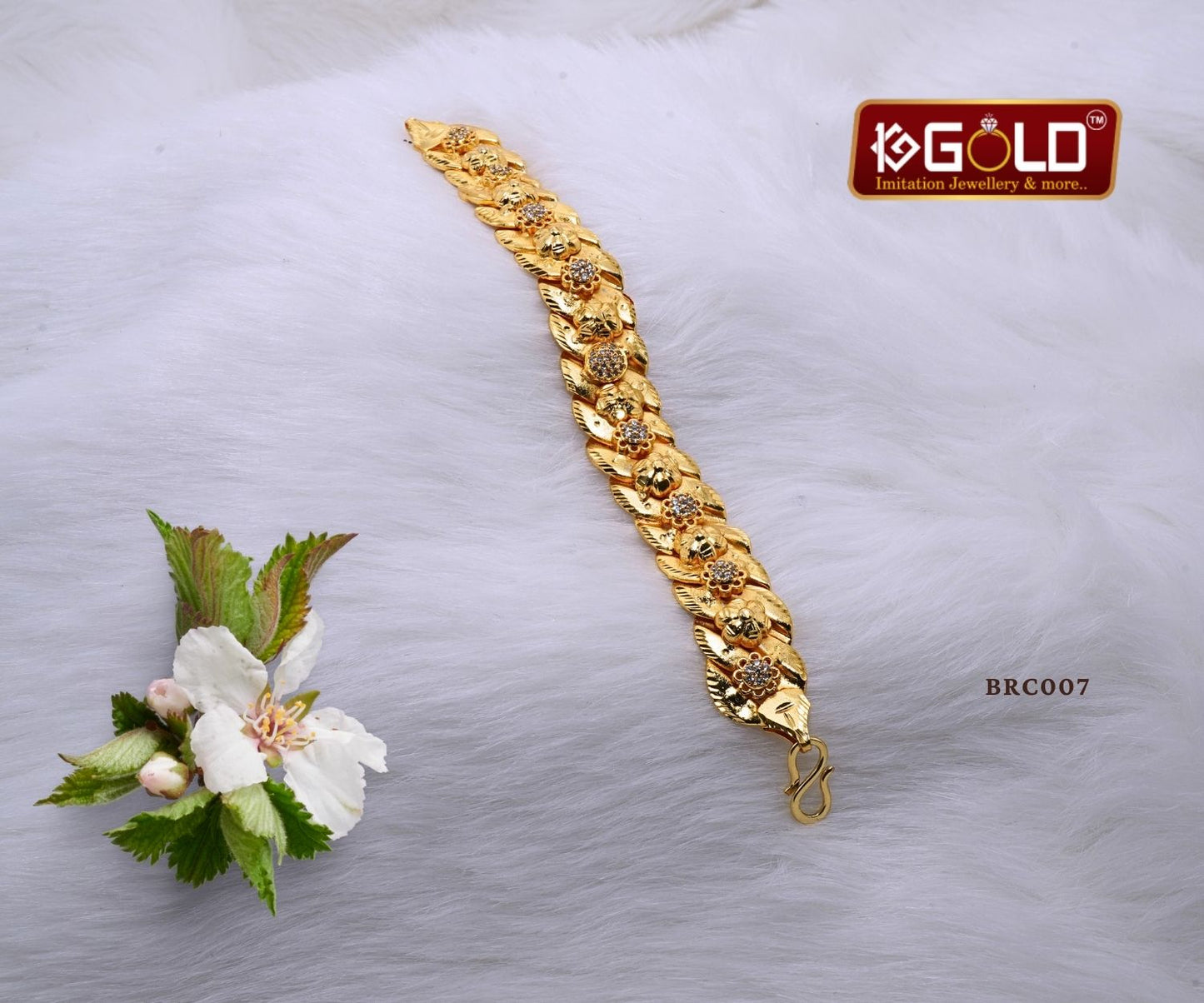 1 Gram Gold Plated Bracelet with Elegant Floral Patterns for Men - BRC007. 1 gram gold on 1ggold.in  