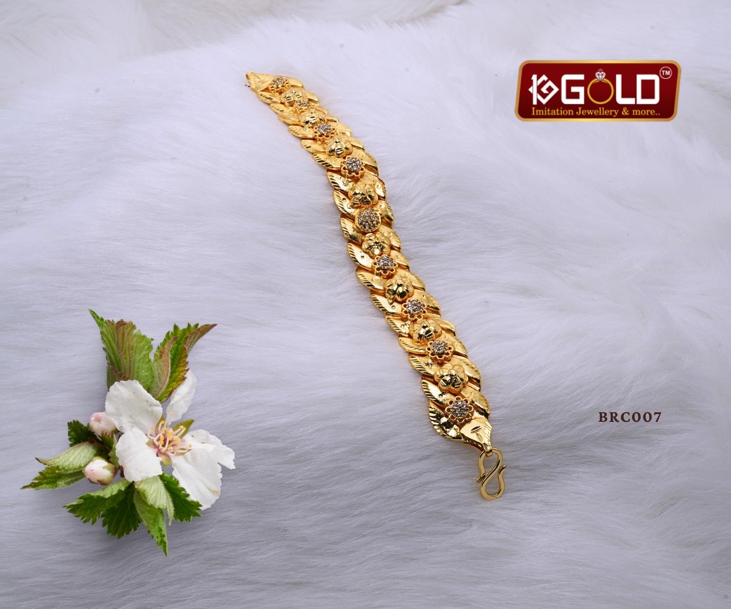 1 Gram Gold Plated Bracelet with Elegant Floral Patterns for Men - BRC007. 1 gram gold on 1ggold.in  