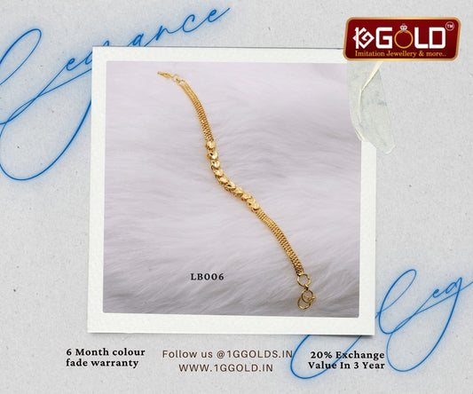 1 Gram Gold Plated Bracelet with Sparkling Fashion Design for Ladies - LB006. 1 gram gold on 1ggold.in  