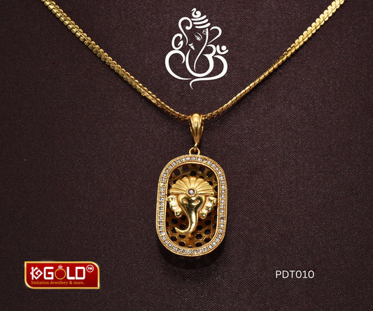 1 Gram Gold Plated Diamond Ganesha Charm for Men - PDT010. 1 gram gold on 1ggold.in