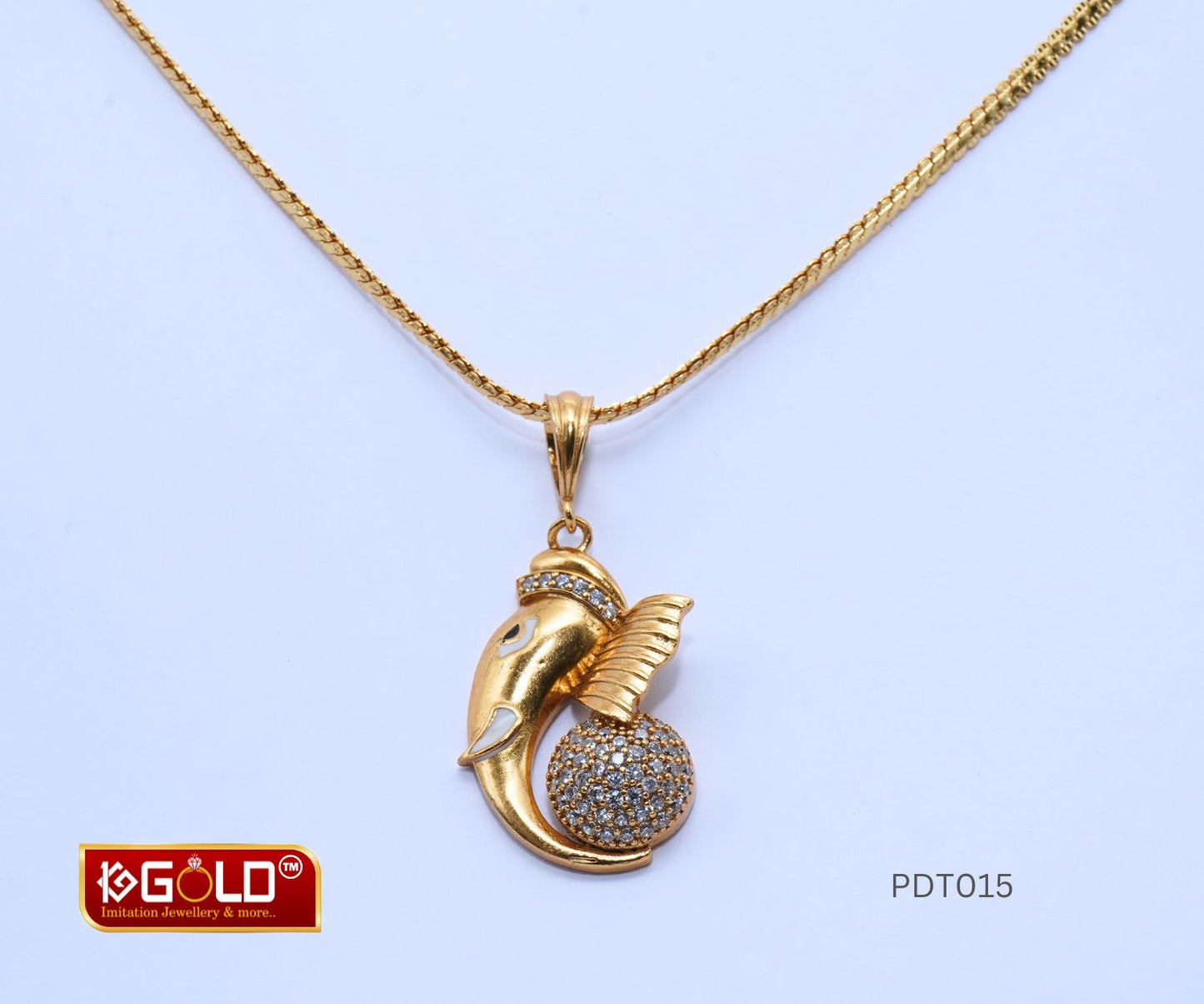 1 Gram Gold Plated Diamond Studded Ganesha Pendant for Men - PDT015. 1 gram gold on 1ggold.in 