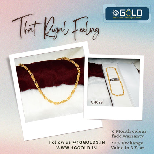 1 Gram Gold Plated Funky Design Sophisticated Design Chain for Men - CH029. 1 gram gold on 1ggold.in 