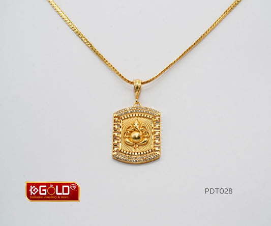 1 Gram Gold Plated Ganesha Pendant for Men with Luxe Diamond Detail - PDT028. 1 gram gold on 1ggold.in 