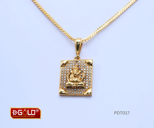1 Gram Gold Plated Ganesha Pendant with Diamond Detailing for Men - PDT017. 1 gram gold on 1ggold.in 