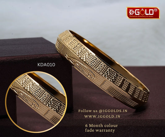 1 Gram Gold Plated Men’s Punjabi Kada with Jaguar Design - KDA010. 1 gram gold on 1ggold.in 