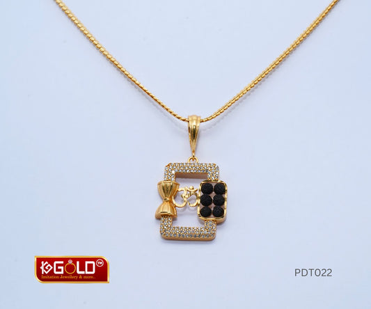 1 Gram Gold Plated Om Pendant for Men with Beautiful RUDRAKSH Design  - PDT022. 1 gram gold on 1ggold.in 