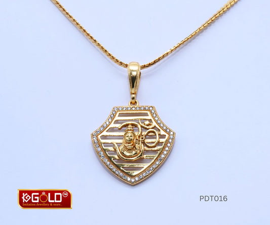 1 Gram Gold Plated Om Pendant for Men with Shiv Emblem and Premium Quality - PDT016. 1 gram gold on 1ggold.in 