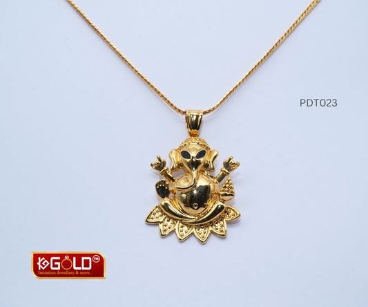 1 Gram Gold Plated Pendant for Men with Ganesha and Diamond - PDT023. 1 gram gold on 1ggold.in
