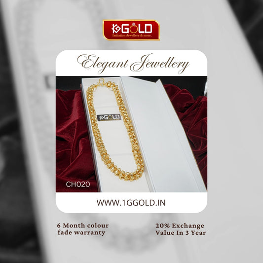 1 Gram Gold Plated Rajwadi Antique Design Chain for Men - CH020. 1 gram gold on 1ggold.in 