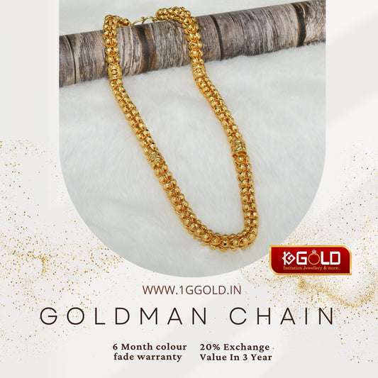 1 Gram Gold Plated Rajwadi Sophisticated Design Chain for Men - CH014. 1 gram gold on 1ggold.in 
