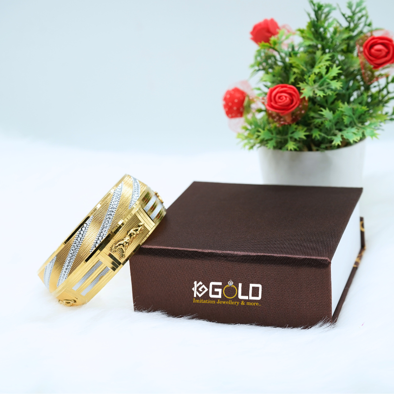1 Gram Gold Silver Attractive Design Kada for Men - KDA003. 1 gram gold on 1ggold.in 