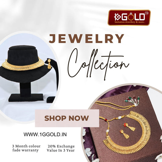1 Gram Gold Stylish Necklace Set for Women - NCK012. 1 gram gold on 1ggold.in 