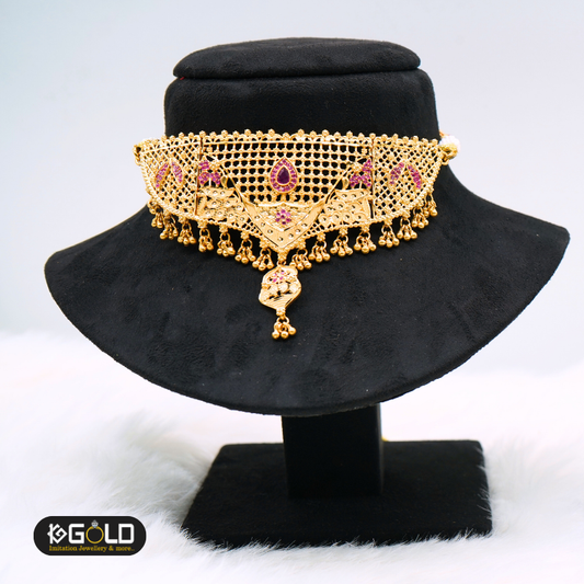 1 Gram Gold Traditional Haar Choker - CHK005. 1 gram gold on 1ggold.in  