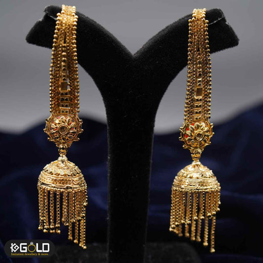 1 Gram Golden Earrings with Captivating Design for Women - ERG002. 1 gram gold on 1ggold.in  