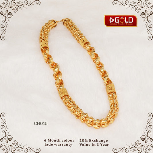 2-in-1 Rajwadi Men’s Chain with One Gram Gold Coating - CH015. 1 gram gold on 1ggold.in 