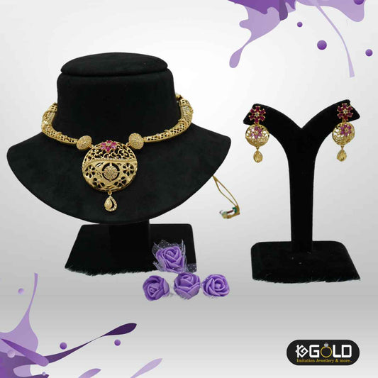 Attractive 1 Gram Gold Necklace Set for Women - NCK005. 1 gram gold on 1ggold.in  