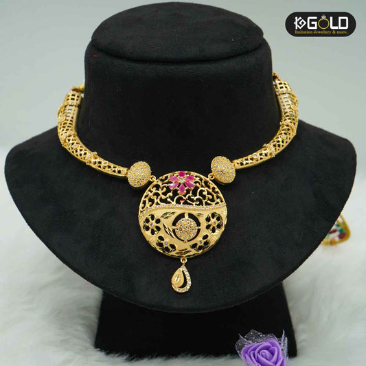 Attractive One Gram Gold Plated Necklace Set for Women - NCK005. 1 gram gold on 1ggold.in  