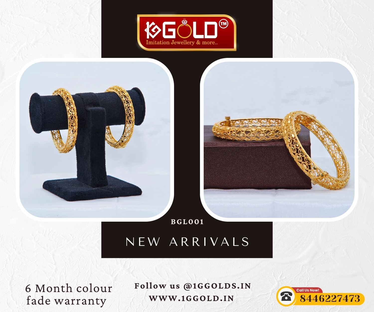 Beautiful Design Fashionable 1 Gram Gold Bangles for Lady - BGL001. 1 gram gold on 1ggold.in 