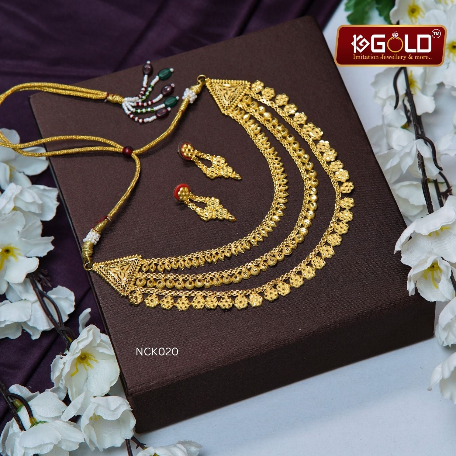 Charming 1 Gram Gold Layered Necklace Set with Stunning Design for Women - NCK020. 1 gram gold on 1ggold.in  