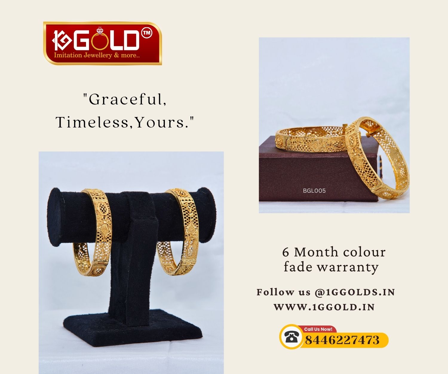 Chic Designer 1 Gram Gold Bangles for Women - BGL005. 1 gram gold on 1ggold.in 