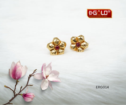 Dainty 1 Gram Gold Plated Floral Design Studs for Ladies - ERG014. 1ggold.in 1 gram gold