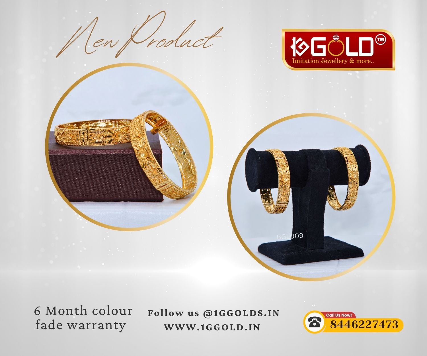 Delicate Flower Embellished 1 Gram Gold Bangles for Women - BGL009. 1 gram gold n 1ggold.in