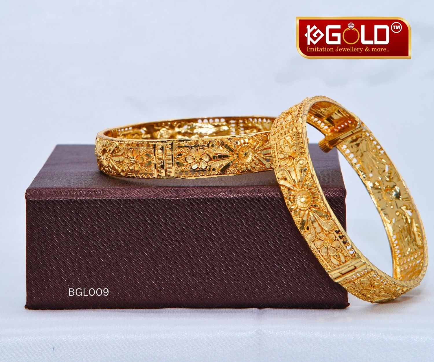 Delicate Flower Embellished 1 Gram Gold Plated Bangles for Women - BGL009. 1 gram gold on 1ggold.in 