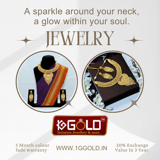 Deluxe One Gram Gold Necklace Set with Luxurious Craftsmanship for Women - NCK024. 1 gram gold on 1ggold.in