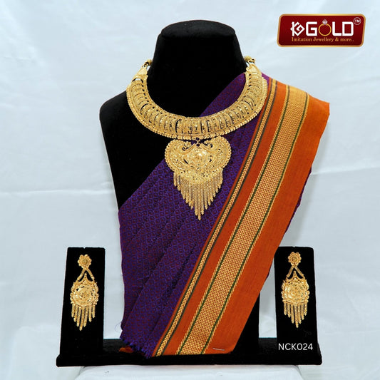 Deluxe One Gram Gold Plated Necklace Set with Luxurious Craftsmanship for Women - NCK024. 1 gram gold on 1ggold.in 