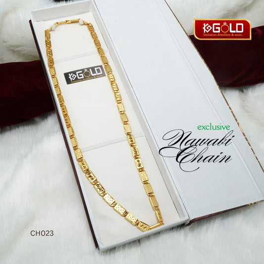Dual Design Charming 1 Gram Gold Coated Nawabi Inspired Chain for Men - CH023. 1 gram gold on 1ggold.in 