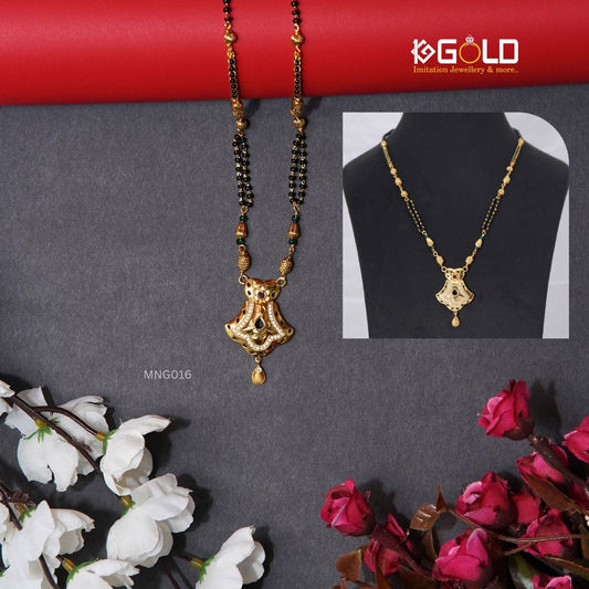 Elite 1 Gram Gold Plated Mangalsutra with Diamond Highlights for Women - MNG016. 1 gram gold on 1ggold.in  