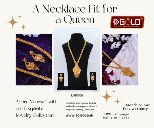 Enchanting One Gram Gold Coted Necklace set with a dazzling glow - LHR008. 1 gram gold on 1ggold.in 