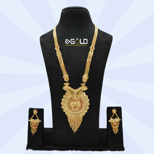 Eye Catching One Gram Gold Plated Necklace Set with Glittering Design - LHR002. 1 gram gold on 1ggold.in 