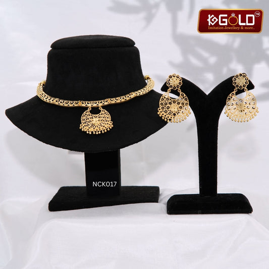 Fashion Forward One Gram Gold Coated Necklace Set with Unique Design for Women - NCK017. 1 gram gold on 1ggold.in 
