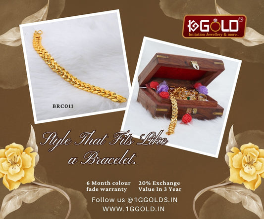 Fashionable Pokal Designed One Gram Gold Plated Bracelet for Men - BRC011. 1 gram gold on 1ggold.in  
