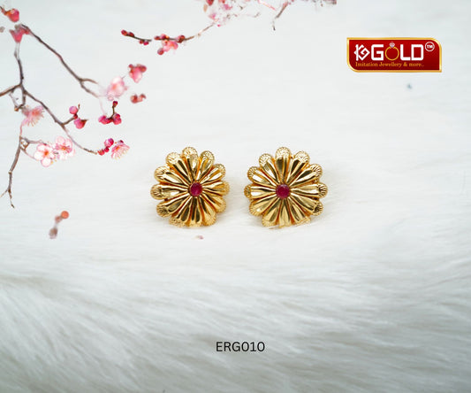 Feminine 1 Gram Gold Plated Floral Ear Studs for Women - ERG010. 1ggold.in 1 gram gold 
