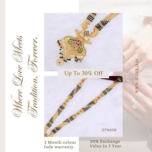 Finely Crafted 1 Gram Gold Plated Maharashtrian Ganthan with Diamond Highlights for Women - GTN008. 1 gram gold on 1ggold.in  
