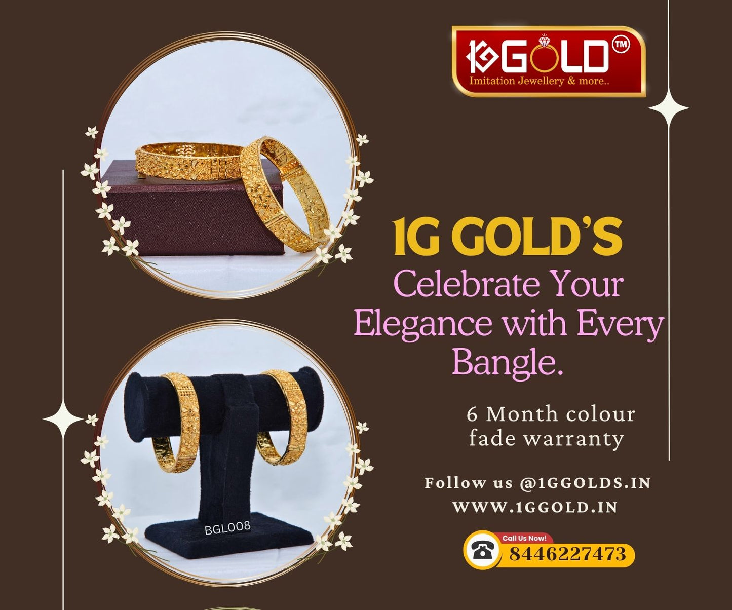 Glamorous Royal Fashion 1 Gram Gold Bangles for Women - BGL008. 1 gram gold on 1ggold.in