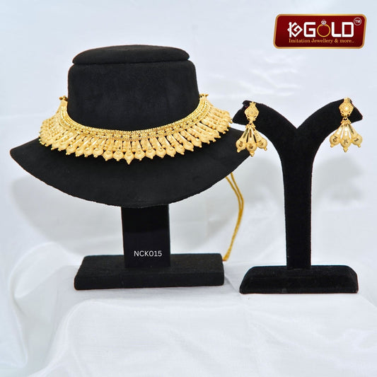 Graceful 1 Gram Gold Coated Necklace Set with Beautiful Design for Women - NCK015. 1 gram gold on 1ggold.in 