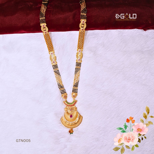 High End One Gram Gold Maharashtrian Ganthan Featuring Diamonds for Women - GTN005. 1 gram gold on 1ggold.in  