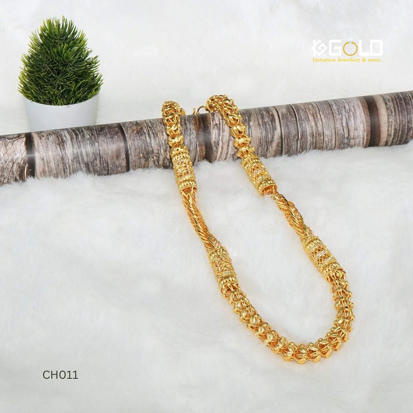 High Quality 2 IN 1 Men’s 1 Gram Gold Plated Diamond Chain in Traditional Rajwadi Design - CH011. 1 gram gold on 1ggold.in 