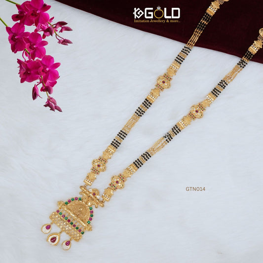 Imperial One Gram Gold Maharashtrian Ganthan with Diamond Touches - GTN014. 1 gram gold on 1ggold.in 