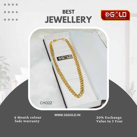 Kohli Crafted Premium Quality Elegant 1 Gram Gold Coated Chain for Men - CH022. 1 gram gold on 1ggold.in 