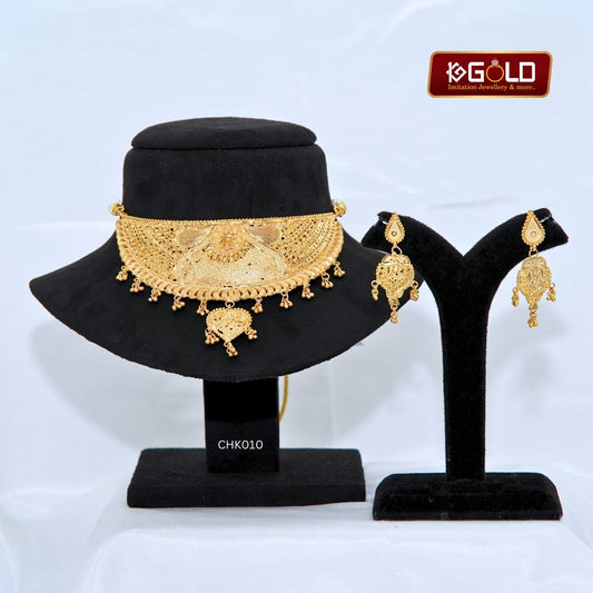 Lightweight 1 Gram Gold Plated Exclusive Design Choker Set for Women - CHK010. 1 gram gold on 1ggold.in 