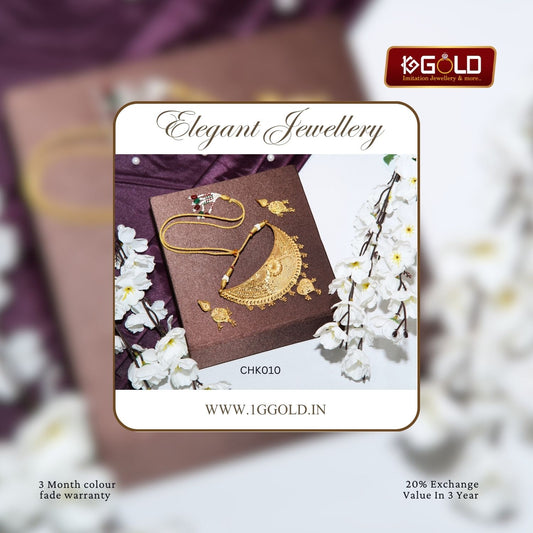 Lightweight One Gram Gold-Plated Exclusive Design Choker Set for Women - CHK010. 1 gram gold on 1ggold.in 