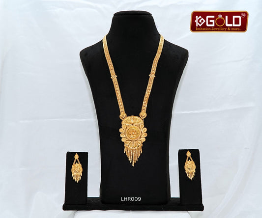 Luxurious 1 Gram gold necklace arrangement with a vibrant luster - LHR009. 1 gram gold on 1ggold.in 