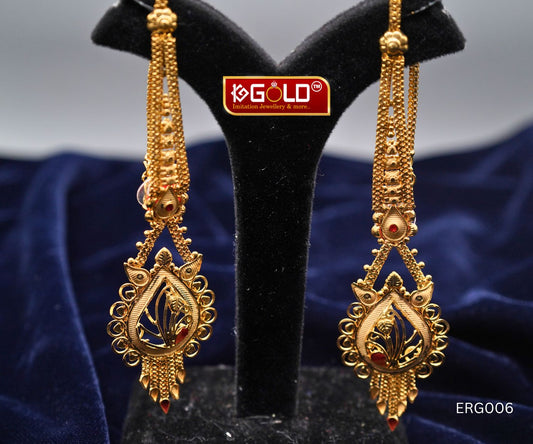 Luxurious Lightweighted 1 Gram Gold Earrings for Ladies - ERG006. 1 gram gold on 1ggold.in 