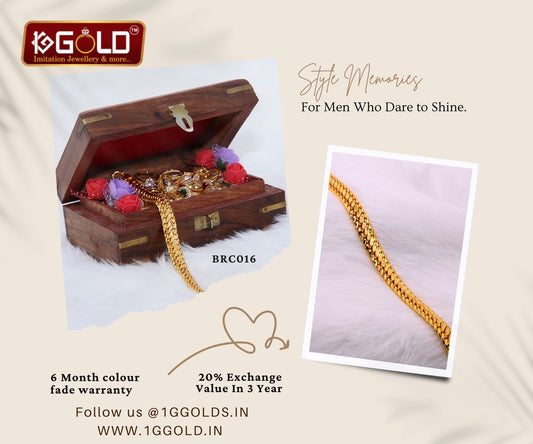 Luxurious Traditional One Gram Gold Plated Bracelet for Men - BRC016. 1 gram gold on 1ggold.in  