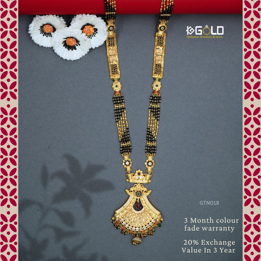 Luxuriously Designed One Gram Gold Ganthan Featuring Peacock Elements - GTN018. 1 gram gold on 1ggold.in  