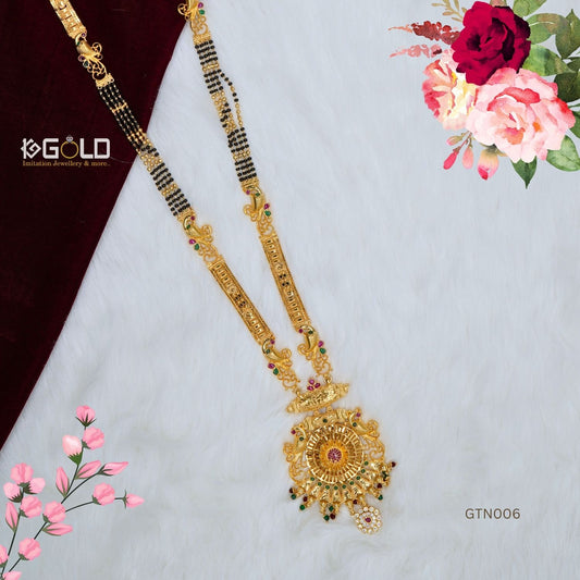 Luxury One Gram Gold Maharashtrian Ganthan with Diamond Embellishments for Women -GTN006. 1 gram gold on 1ggold.in